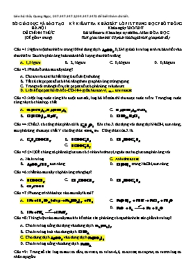 Đề kiểm tra khảo sát lớp 12 trung học phổ thông - Bài kiểm tra Khoa học tự nhiên môn Hóa học